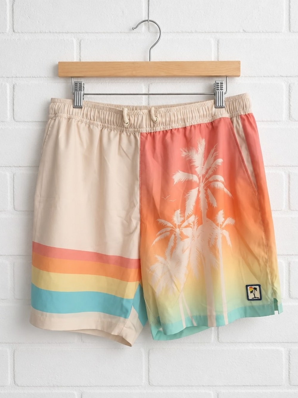 Marine Layer Mens 4-Way Stretch Swim Trunks 5.5" Inseam Ombre Palm XL